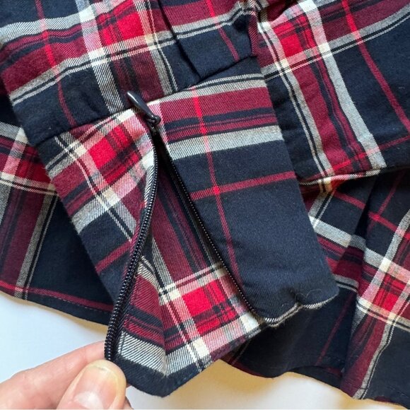 NWT H&M Beaded Flannel Blouse Long Sleeve Plaid Mod Holiday Shirt Top Sz 2 - Picture 10 of 12